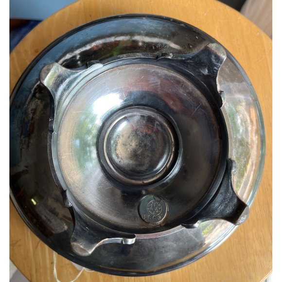 Meriden Silver Plate Etched Wedding Basket 9" Heavy Vintage Ornate Bowl - Picture 6 of 9